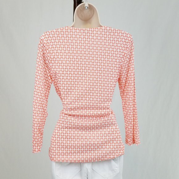 Bebe layered faux wrap top orange white M - Picture 2 of 6